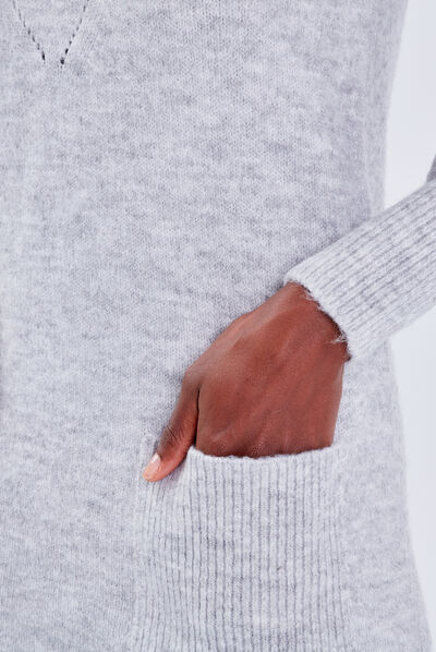 Robe pull droite gris clair femme