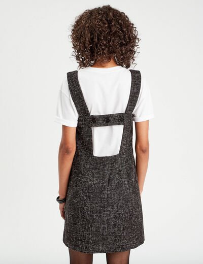 Robe chasuble droite tweed noir femme