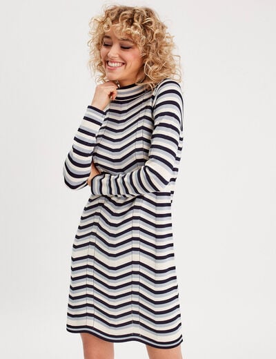 Robe pull évasée blanc femme