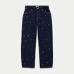 Jean barrel avec broderie bleu marine femme