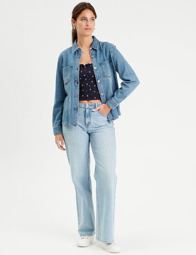 Débardeur smocké bleu marine femme