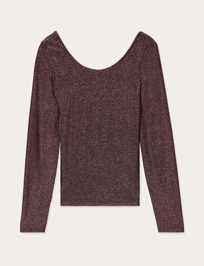 T-shirt fils métallisés rose vif femme