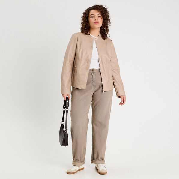 veste droite zippee sable femme Veste droite zippée sable femme