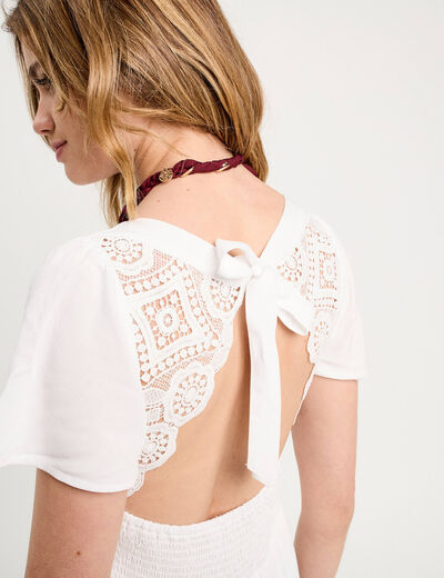 Robe longue évasée blanc femme