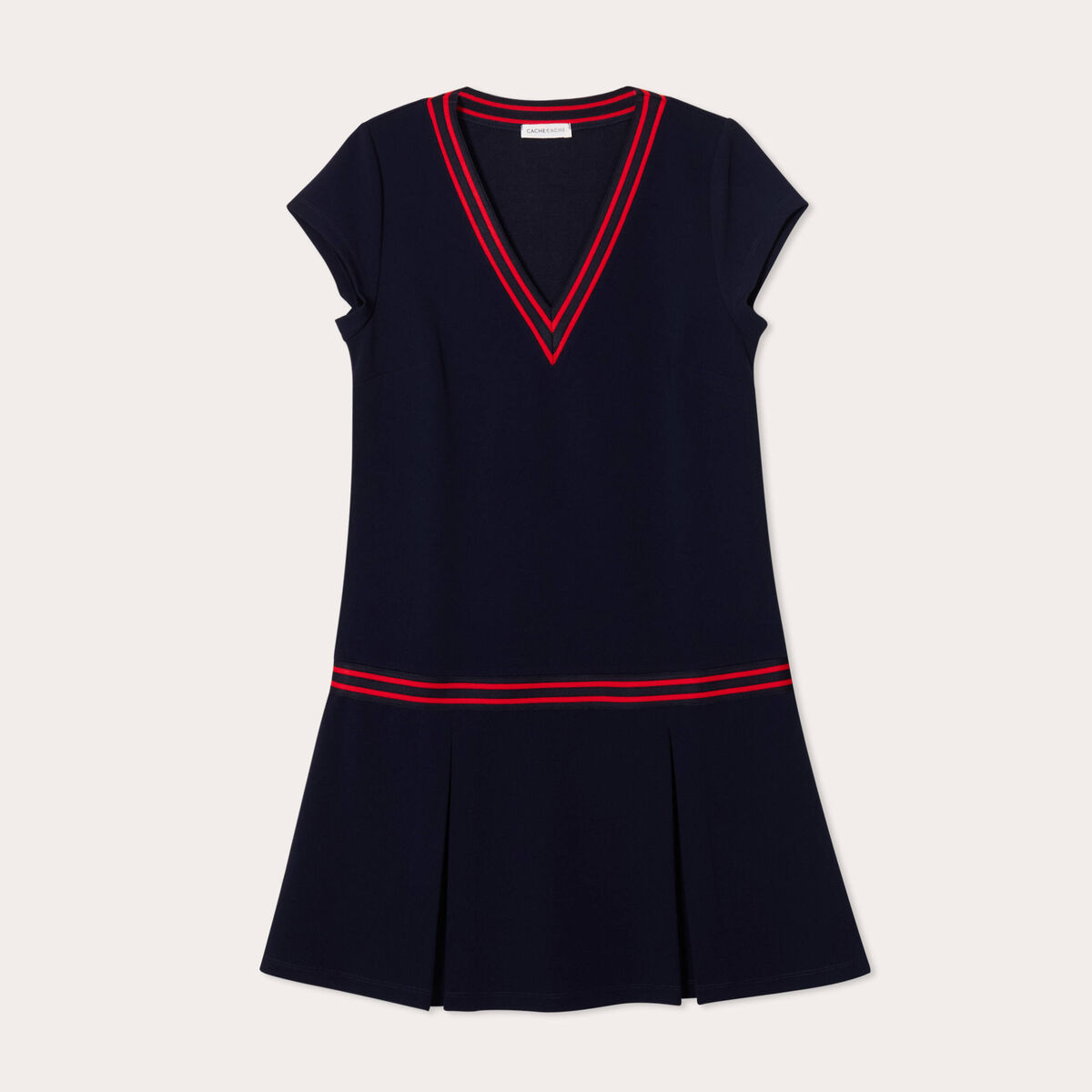 Robe &eacute;vas&eacute;e avec bandes bleu marine femme