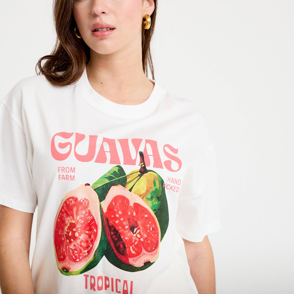 T-shirt oversize manches courtes blanc femme