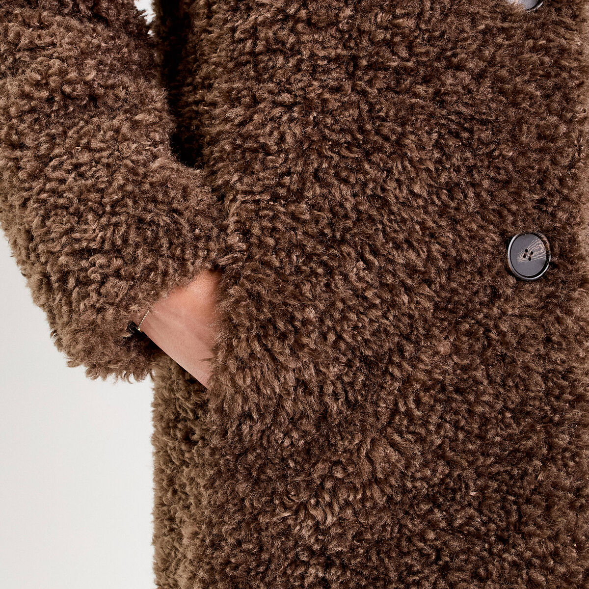 Manteau fausse fourrure marron femme