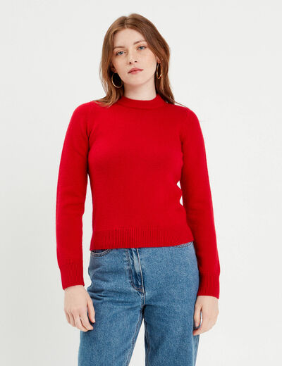 Pull manches longues rouge femme