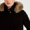 Manteau mi-long &agrave; capuche noir femme