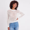 Pull ajouré col rond ecru femme
