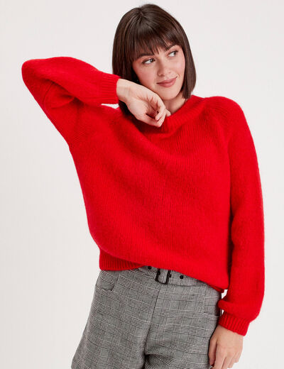 Pull manches longues rouge femme