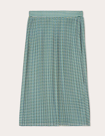 Jupe midi évasée plissée blanc femme
