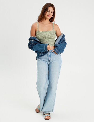 Bandeau smocké cropped vert femme