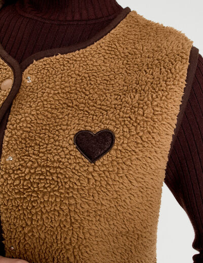 Gilet effet polaire marron clair femme