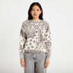 Pull col rond manches longues ecru femme