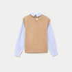 Pull fin 2-en-1 manches longues beige femme
