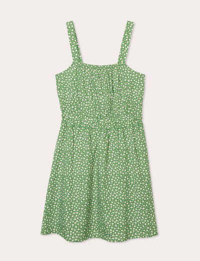 Robe évasée bretelles fines vert kaki femme
