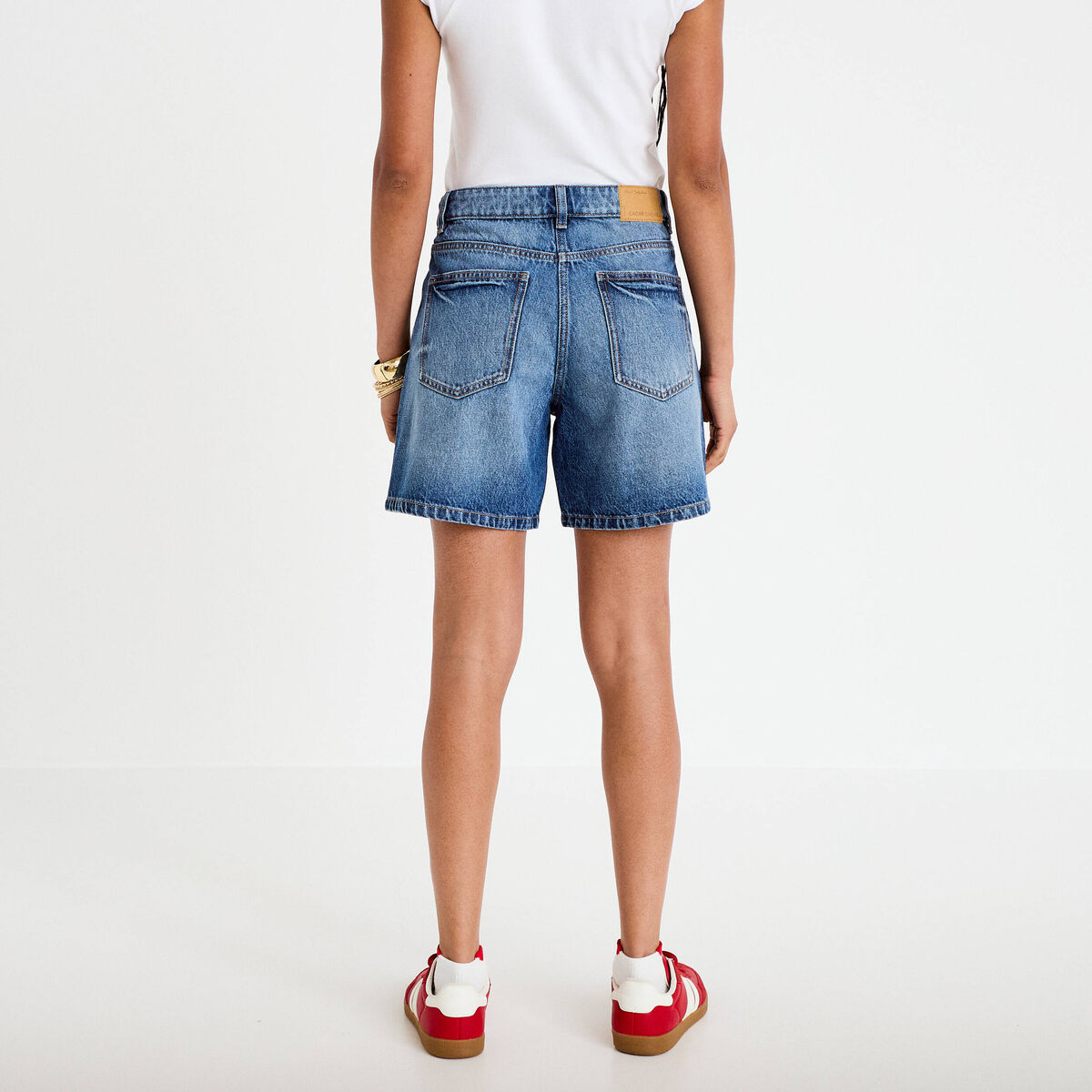 Bermuda regular 5 poches en jean denim double stone femme
