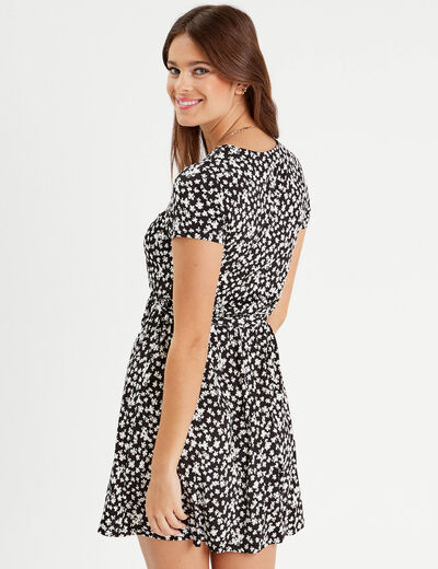 Robe patineuse ceinturée noir femme