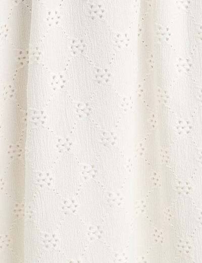 Robe longue évasée ajourée ecru femme