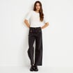 Jean wide leg cropped taille haute denim noir femme