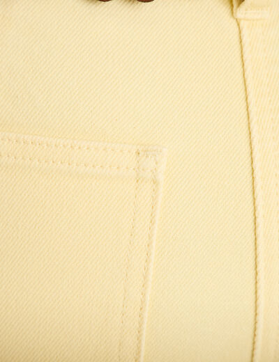 Jean wide leg cropped ceinture amovible jaune clair femme