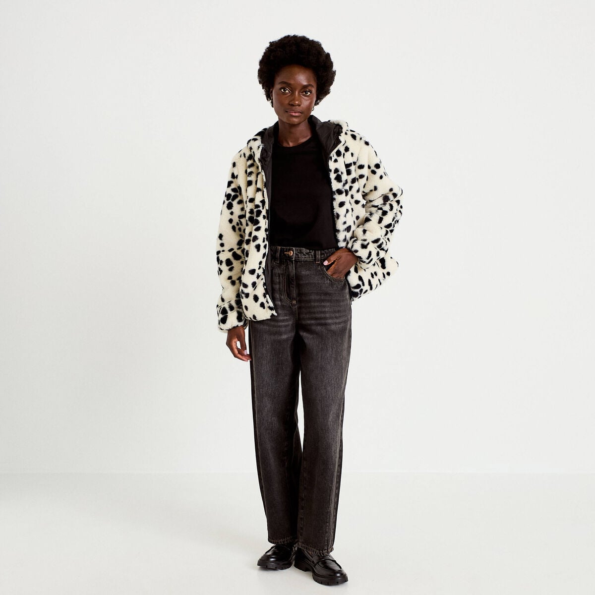 Parka r&eacute;versible &agrave; capuche blanc femme