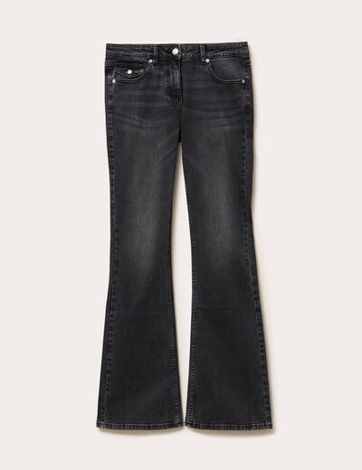 Pantalon bootcut ceinture amovible denim noir femme