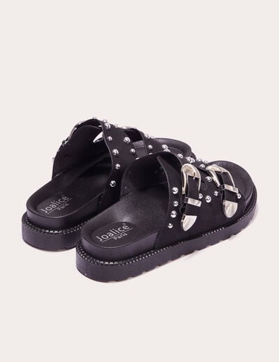Sandales plates cloutées noir femme