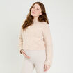 Pull col rond beige femme