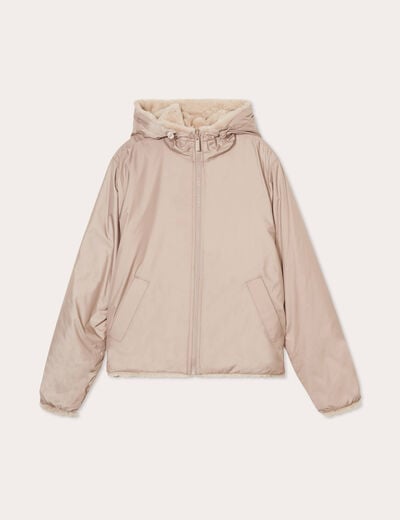 Parka r&eacute;versible &agrave; capuche beige femme