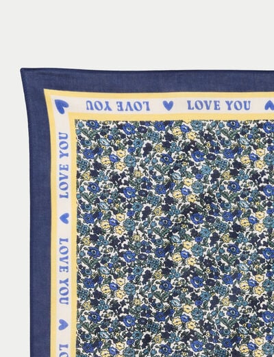 Foulard satin&eacute; soyeux bleu electrique femme