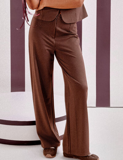 Pantalon jambe large marron chocolat femme