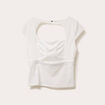 Blouse dos ouvert ecru femme