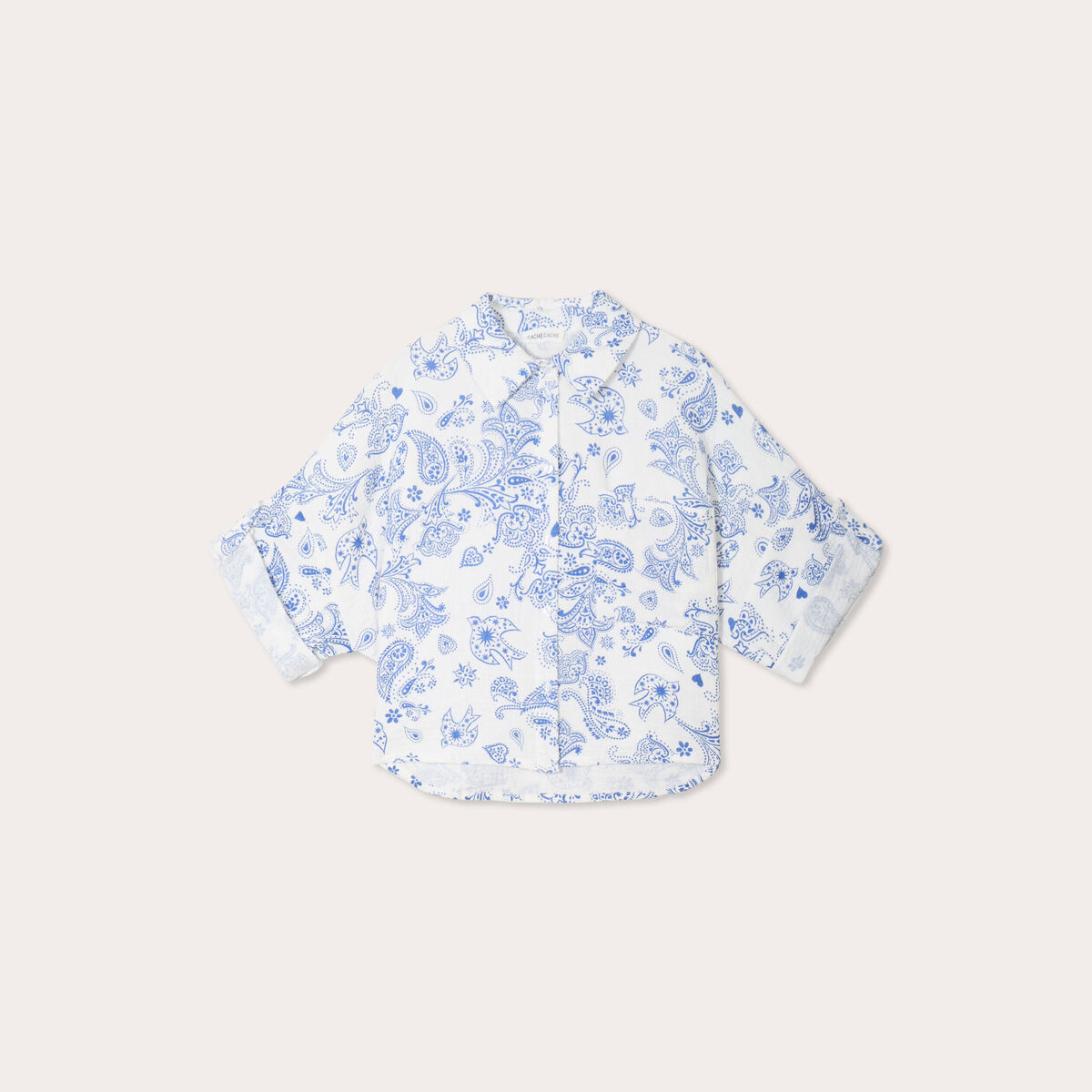 Chemise manches 3/4 blanc femme