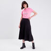 Jupe midi évasée plissée noir femme