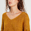 Pull manches longues col en V camel femme