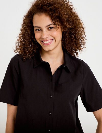 Chemise manches courtes noir femme