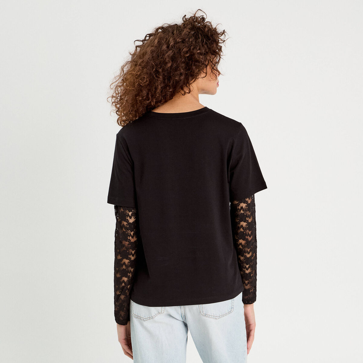 T-shirt oversize 2-en-1 noir femme