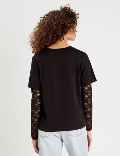 T-shirt oversize 2-en-1 noir femme