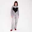 Pull col rond manches longues gris fonc&eacute; femme