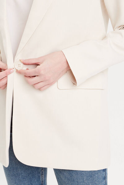 Veste blazer droite ivoire femme