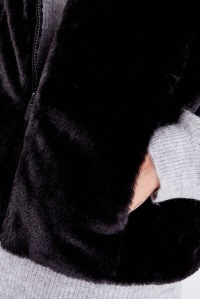 Veste droite sans manches noir femme