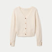 Gilet court avec boutons coeur sable femme