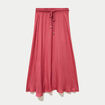 Jupe longue &eacute;vas&eacute;e satin rose framboise femme