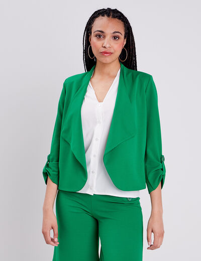 Veste droite fluide vert femme