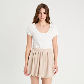 Robe évasée effet 2-en-1 ecru femme