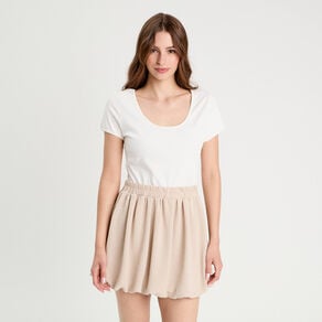 robe evasee effet 2 en 1 ecru femme Robe évasée effet 2-en-1 ecru femme