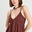 Robe longue évasée bretelles marron cognac femme