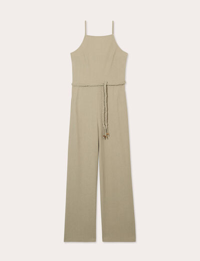 Combinaison pantalon bretelles vert kaki femme
